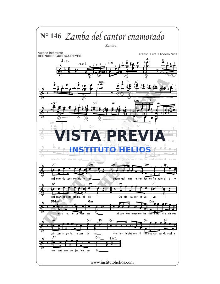 Vista previa de Zamba del cantor enamorado